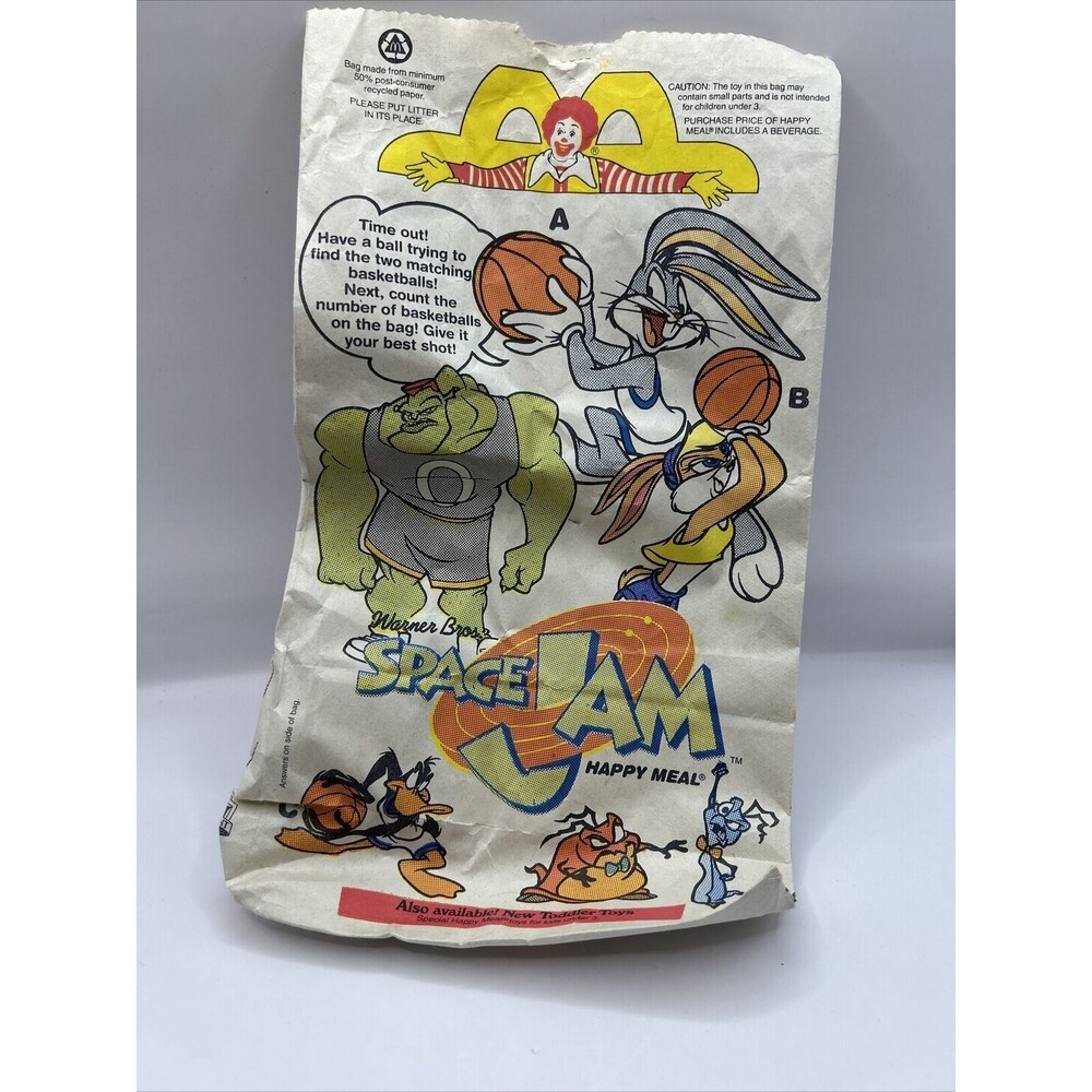 1996 Mcdonald’s Space Jam Happy Meal Toys NIP Complete Set of 8 With Bag - Picture 6 of 7
